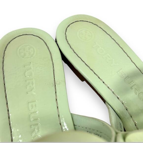 Tory Burch Patent Leather Miller Sandal Meadow Mist Pastel Green 7 Women’s - Picture 3 of 14
